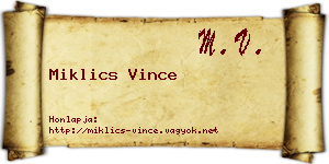 Miklics Vince névjegykártya